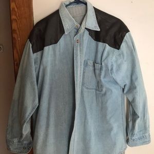 Urban outfitters jean jacket with leather detail